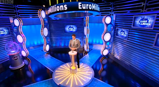 Euromillions lottery draw television studio.