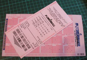 Australian Powerball Lottery blank and ticket.