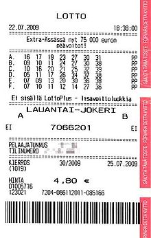 Finland Lotto ticket
